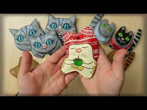 Charming CATS FROM EGG TRAYS in the "clay putty" technique. Christmas decorations - pendant