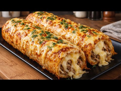 Kartoffelroulade mit Hackfleisch und Käse! Dieses Gericht wird alle sofort begeistern!