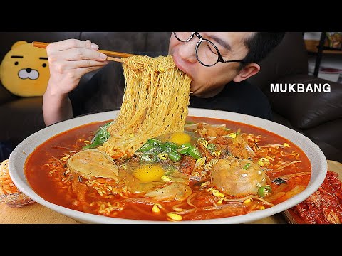 ASMR MUKBANGㅣHOT SPICY INSTANT NOODLES With DumplingㅣEATING SHOW