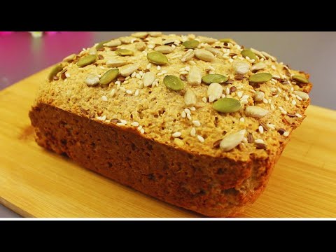 Mix oatmeal with yogurt. The world's easiest oat bread recipe. No flour!