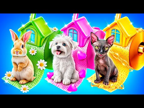 Челлендж одного цвета! Строим секретную комнату для животных!