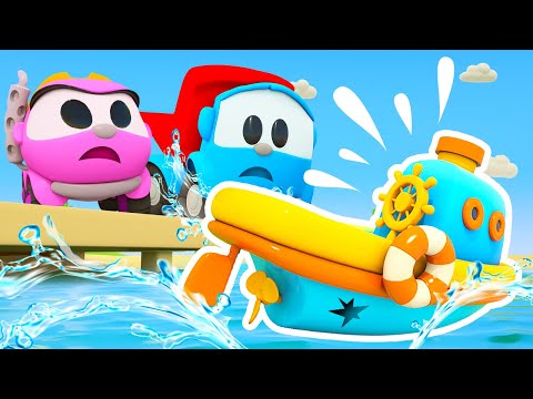 Грузовичок Лева собирает ЛОДКУ ⛵