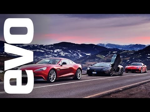Ferrari F12 vs Lamborghini Aventador vs Aston Vanquish | evo REVIEW