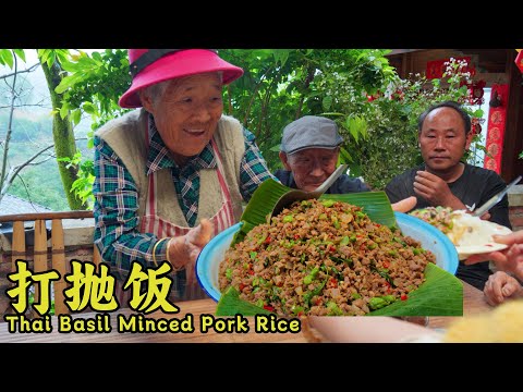 Super hearty Thai Basil Pork Rice — the whole family loved it!