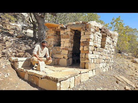 🔥🌿Traditional all-stone house in 20 days | Camping and living in the mountains