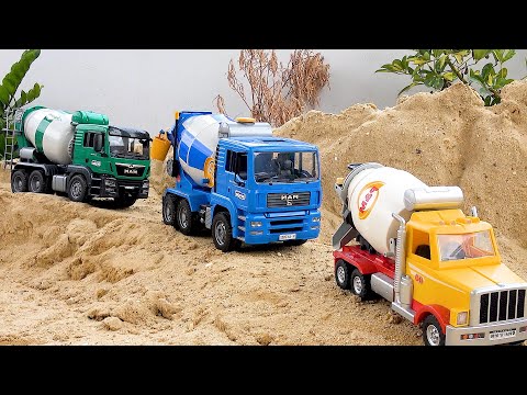Trucks was rescue by Crane Trucks and Concrete Mixer Trucks Making Road | Toys Cars Story