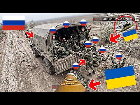 Double Attack by Ukrainian Azov FPV Drones on a Truck Full of Russian Troops!