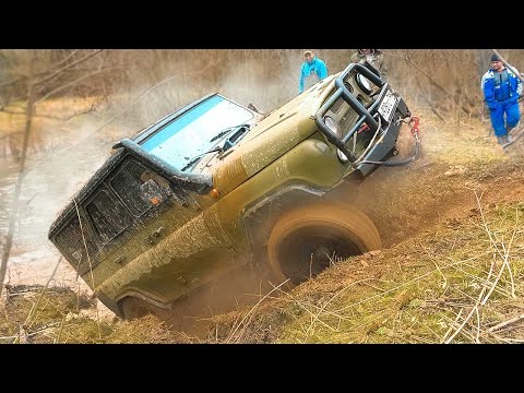 На что способен обычный УАЗ без тракторных колёс на бездорожье