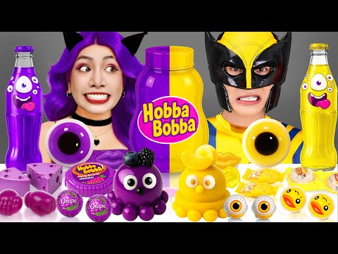 ASMR MUKBANG 노란색 음식 Vs 보라색 음식 챌린지 | ASMR 먹방 KPOP DEMON HUNTERS 루미 Vs 울버린