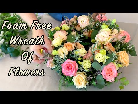 How To Make a FOAM FREE Floral Ring Of Flowers With Reusable Base