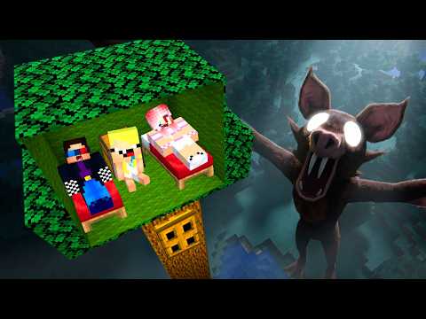 🌳🦇ПОСТРОИЛИ ДОМИК НА ДЕРЕВЕ ОТ ЛЕТУЧЕЙ МЫШИ В МАЙНКРАФТ! 99 НОЧЕЙ В ЛЕСУ MINECRAFT