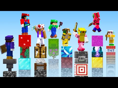 8 YouTubers VS Random Item Pillars in Minecraft...