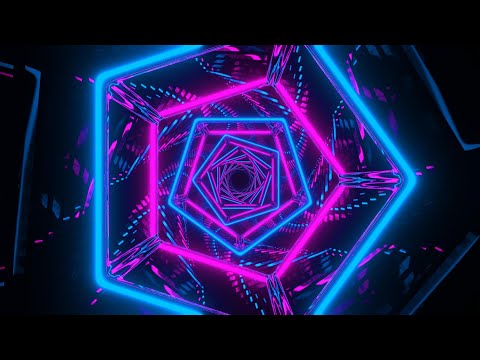 🌈 4K Screensaver | Pink-Blue Neon Pentagon Tunnel – Psychedelic VJ Loop (No Sound) 🔺
