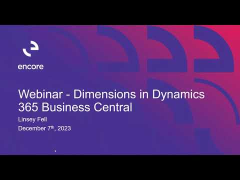 Dimensions in Dynamics 365 Business Central