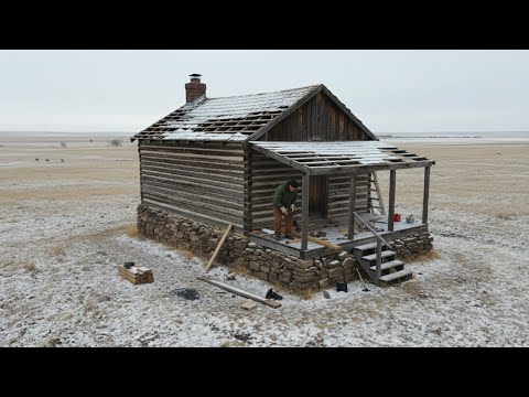 From Nothing to Shelter: Day and Night Building a Log Cabin in the Frozen Forest