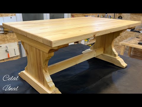 Coffee table from old pine door frames