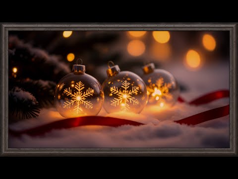 Glowing Christmas Ornaments 4K Frame TV Art – 2 Hour Snowy Glow Screensaver (No Music)