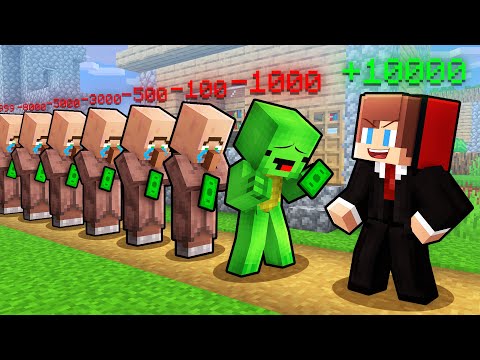 JJ Use Mikey and Villagers to Become RICH in Minecraft (Maizen)