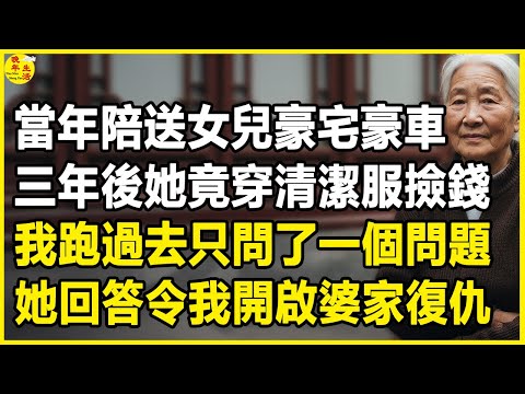 我67歲，當年陪送女兒豪宅豪車，三年後她竟穿清潔服撿錢，我跑過去只問了一個問題，她回答令我開啟婆家復仇。#中老年生活 #為人處世 #生活經驗 #情感故事 #幸福人生 #上了年紀該明白的事