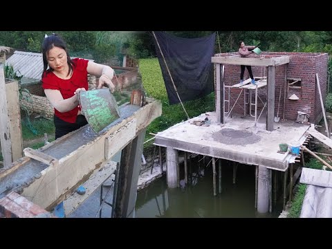 The Girl Fearless Build Floating Homes with Steel and Concrete Mastery / Pouring concrete columns