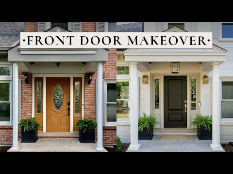 DIY Front Door Makeover: New Door, Sidelights, Hardware & Exterior Lighting Transformation!