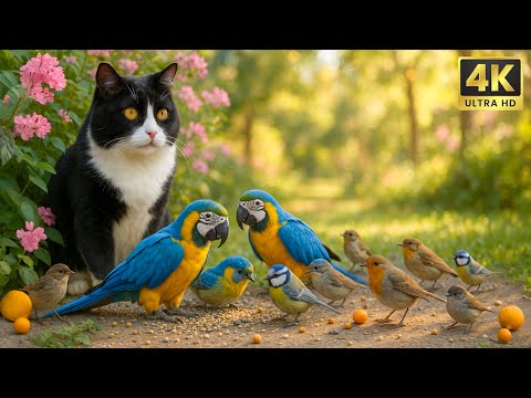 Cat TV for Cats to Watch 🐱 4K Ultra HD Garden Birds & Feline Entertainment