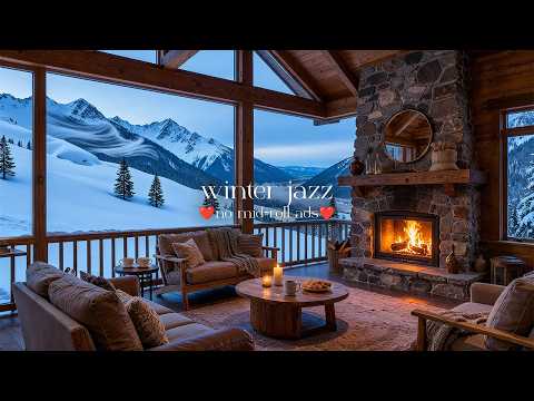 Calm Winter Café by the Fireplace ❄️ Relaxing Jazz Ambience & Crackling Fireplace for Focus & Study