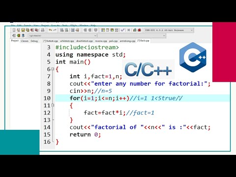 factorial program example - C++ Tutorial for Beginners in Hindi 33