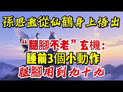 孫思邈從仙鶴身上悟出“腿腳不老”玄機：無關補藥，而是睡前3個小動作，腿腳用到九十九|養生|健康人生|老年健康|打坐冥想|道家|佛教 |修心修行|禪悟人生 |南無阿彌陀佛|談佛道安