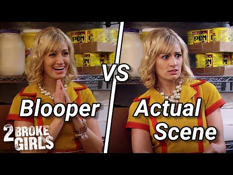 2 Broke Girls Bloopers vs actual scenes! Part 2