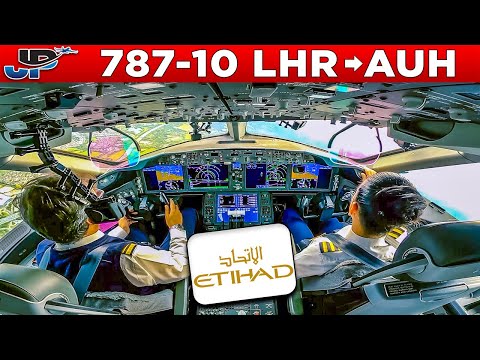 Etihad Boeing 787-10 Cockpit London Heathrow🇬🇧 to Abu Dhabi🇦🇪