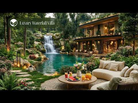 Luxury Waterfall Villa 🌿 Forest Birds and Water Sounds for Calm, Study and Relaxation