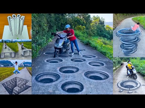 Painting 3D Street Art For Fun With Dog , Optical Illusion 3D Art Street,