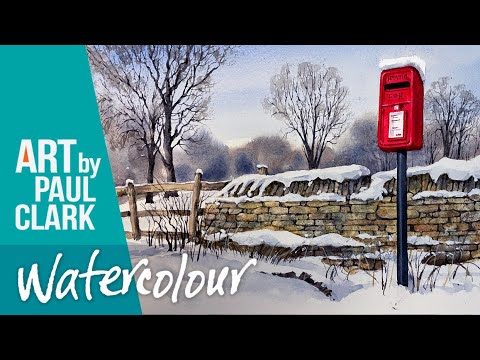 How to Paint a Snow Scene with a Post Box in Watercolour
