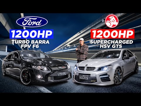 FORD v HOLDEN: FPV F6 TURBO BARRA vs HSV GTS LSA SUPERCHARGED