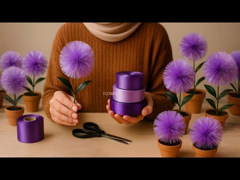 Unbelievable! 🌸 DIY Satin Ribbon Dandelion That Looks So Real!