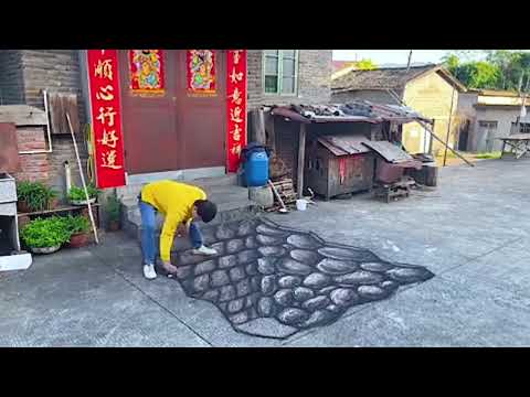 Realistic 3D Hand-Drawn Charcoal Art, Amazing 3D Illusion