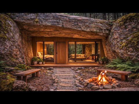 Transforming a Forgotten Space Between Two Rocks into a Secret Room in the Forest (ASMR)