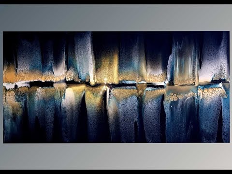 562 "Northern Lights" Huge Acrylic Ghost Pour, Reflection Swipe