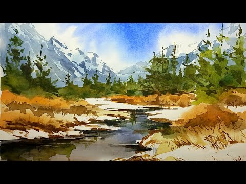 Весна в горах, запись мастер-класса по акварели