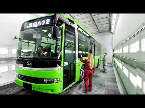 Toyota Bus Production line: Fuel-Cell Sora city buses & Hydrogen-Powered Coach Factory tour in Japan