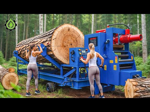 Fastest Biggest Firewood Processing Machine | Dangerous Big Chainsaw Cutting Tree machines #38