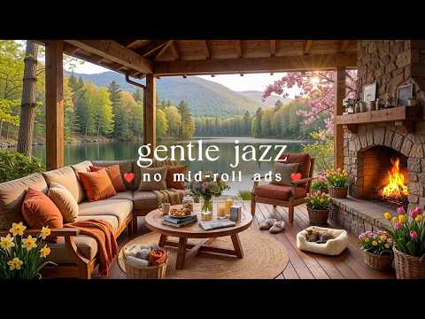 🌼 Gentle Spring Jazz (NO MID-ROLL ADS) – Cozy Outdoor Ambience for Relaxation & Focus