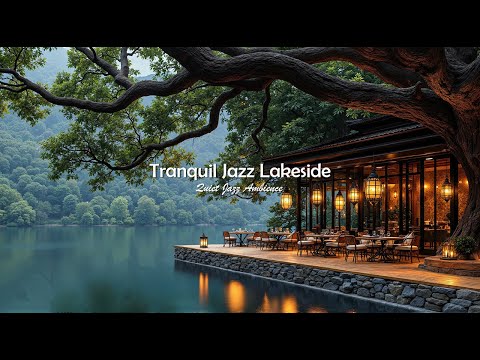 Tranquil Jazz Lakeside Ambience For Deep Relaxing | Soft Jazz Music In Outdoor Coffee Shop To Focus