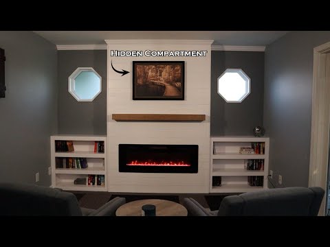 Built-In Electric Fireplace with Hidden Compartment
