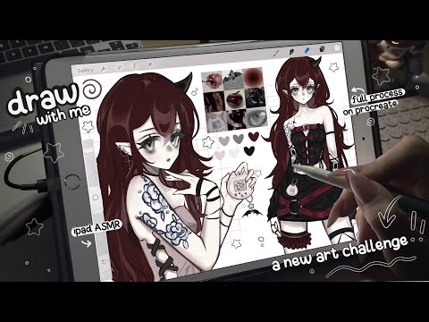 draw with me (՞ ܸ. ˬ .ܸ՞) new art challenge ₊˚⊹ .ᐟ ᢉ𐭩 [ procreate, real time, ipad asmr ]