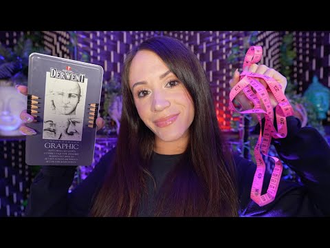 ASMR / Full Body Measuring + Sketching Your Face (up close personal attention)