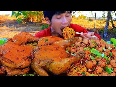 Eating Challenge: 6KG Grilled Chicken + 4KG Stir-Fried Noodles with Beef Balls | Full Real Mukbang