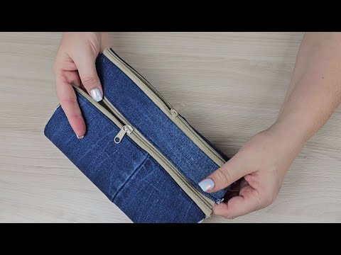 DIY 2-Compartment Zippered Purse Made From Old Jeans ✂️✨ Quick and super easy!