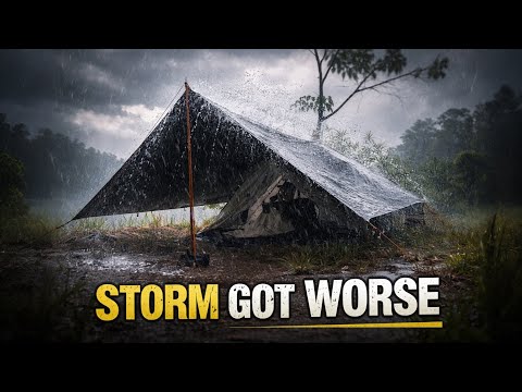 Camping in a Brutal Storm Alone | Rain Hit HARD All Night 🌧️ Heavy Rain camping
